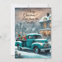Tarjeta Christmas card vertical 5"x7" Vintage Truck Winter