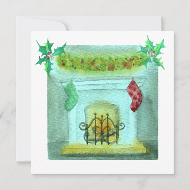 Tarjeta Christmas Card With A Fireplace (Anverso)