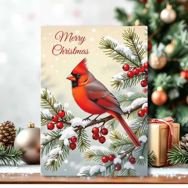 Tarjeta Christmas Cardinal on a Snowy Branch (Subido por el creador)