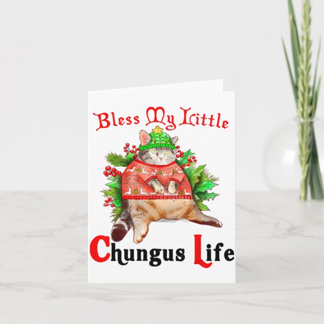Tarjeta Christmas Cat Bless My Little Funny Cat Life Cat M (Anverso)
