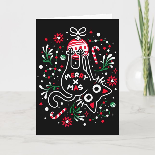 Tarjeta Christmas Cat Butt Merry Xmas  (Anverso)