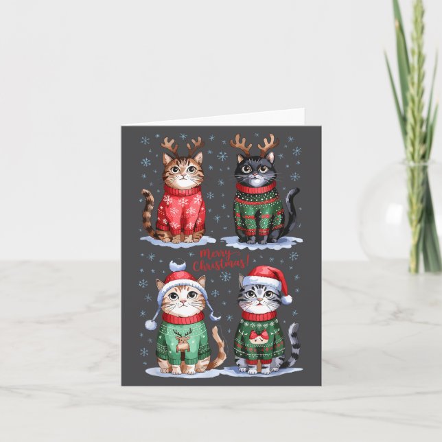 Tarjeta Christmas Cats _ Merry Christmas Cats Graphic  (Anverso)