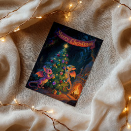 Tarjeta Christmas Cave Dragons – Warm Holiday Wishes