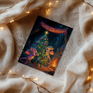 Tarjeta Christmas Cave Dragons – Warm Holiday Wishes