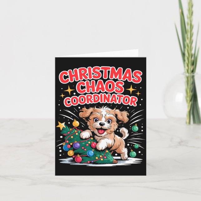 Tarjeta Christmas Chaos Coordinator Xmas Puppy Funny Shi-o (Anverso)