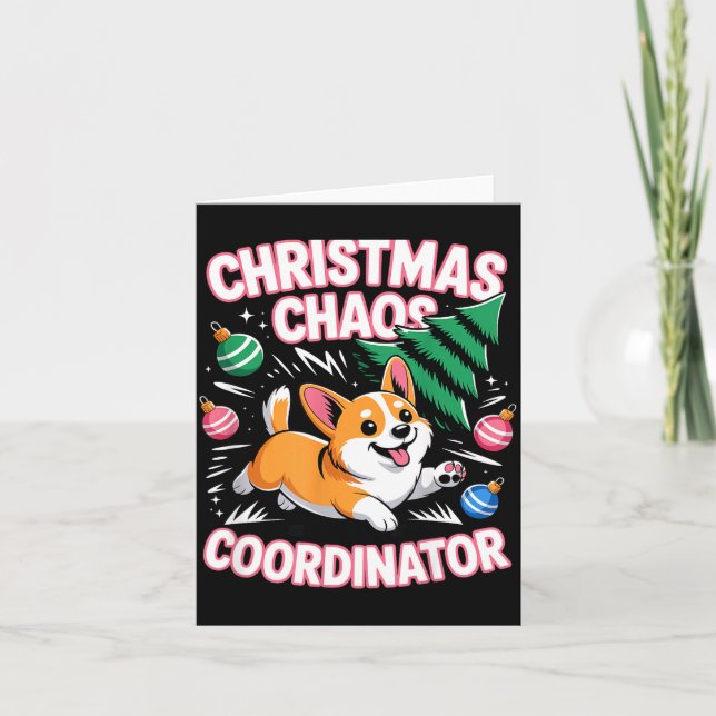 Tarjeta Christmas Chaos Coordinator Xmas Puppy Funny Welsh (Anverso)