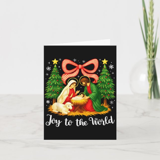 Tarjeta Christmas Christian Joy To The World Coquette Jesu (Anverso)