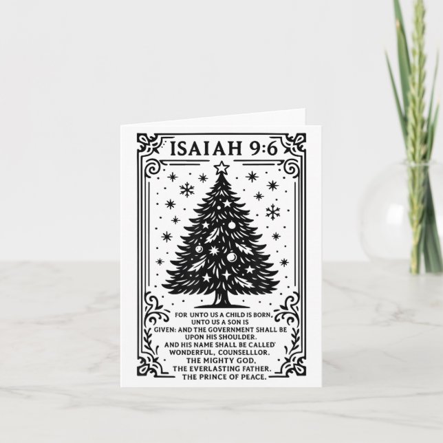 Tarjeta Christmas Christian Tree To Us A Child Is Born Isa (Anverso)
