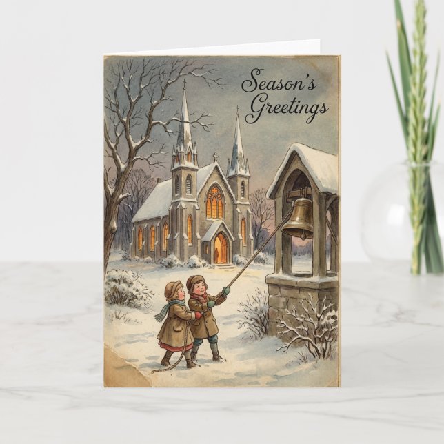Tarjeta Christmas Church Bells Greetings Card (Anverso)