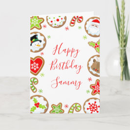 Tarjeta Christmas Cookies Red and Green Happy Birthday