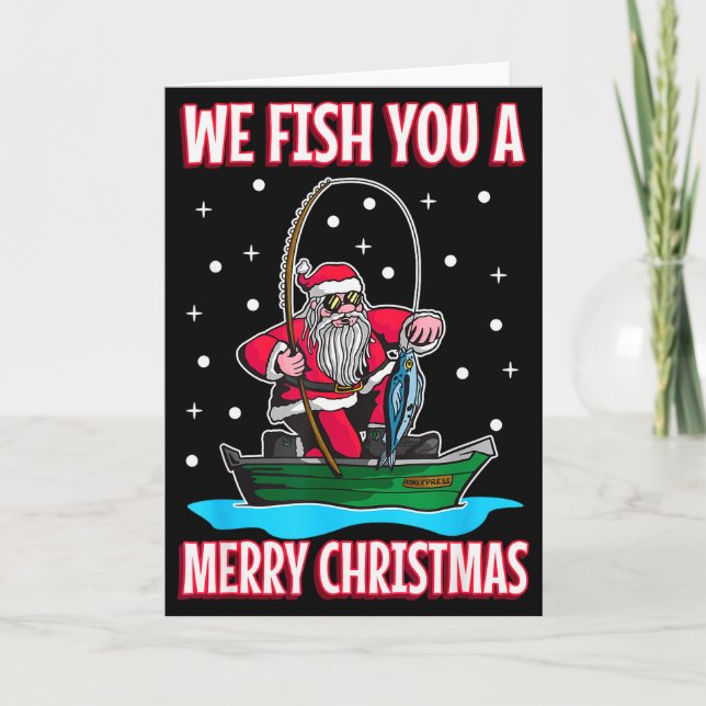 Tarjeta Christmas Costume Fisherman Fishing Funny Cool San (Anverso)