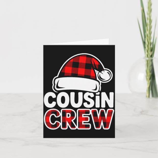 Tarjeta Christmas Cousin Crew Buffalo Red Plaid Pajamas Fa (Anverso)