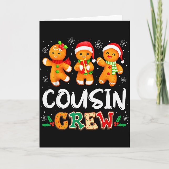 Tarjeta Christmas Cousin Crew Santa Hat Family Matching Fu (Anverso)