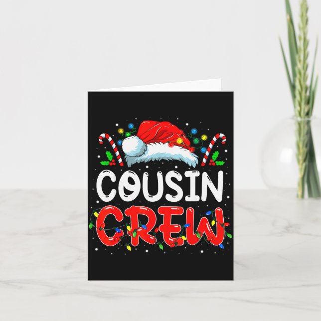 Tarjeta Christmas Cousin Crew Santa Hat Men Women Kids  (Anverso)