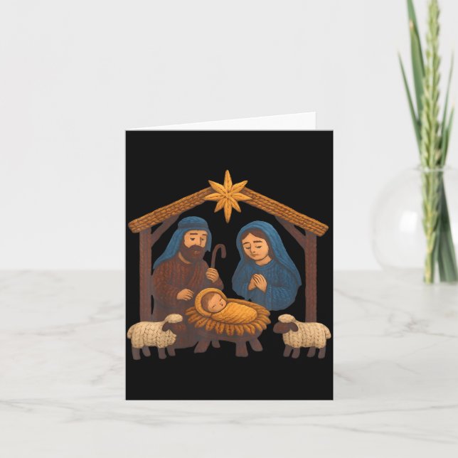 Tarjeta Christmas Crochet Jesus Christmas Faux Yarn Sewing (Anverso)