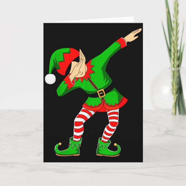 Tarjeta Christmas Dabbing Elf Santa Hat Boys Girls Kids Xm (Anverso)