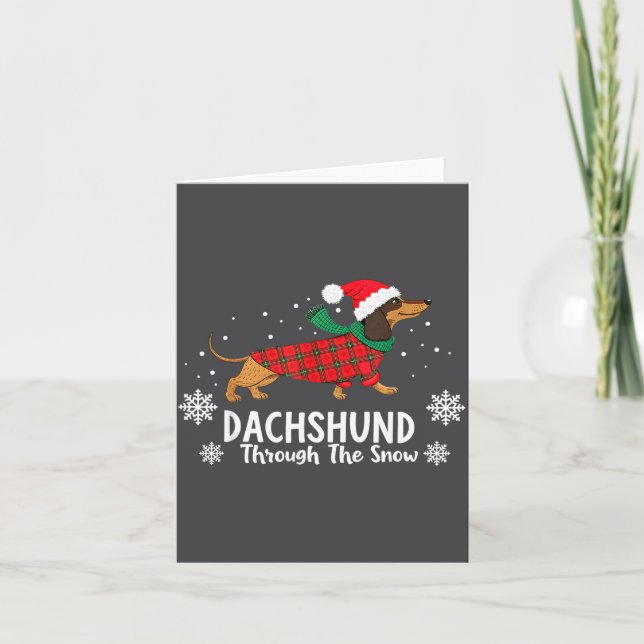 Tarjeta Christmas Dachshund Through The Snow Wiener Dog Sa (Anverso)