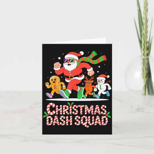 Tarjeta Christmas Dash Squad Running Runner Marathon Team  (Anverso)