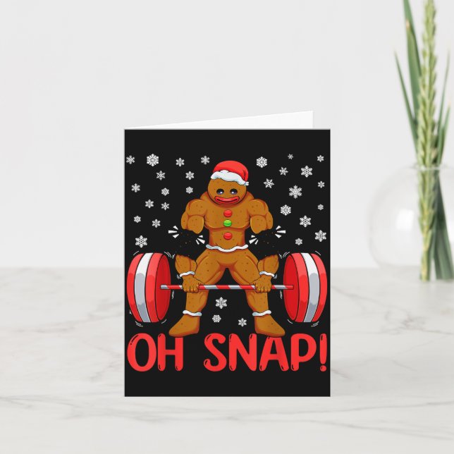 Tarjeta Christmas Deadlifts Workout Oh Snap Gingerbread Ma (Anverso)