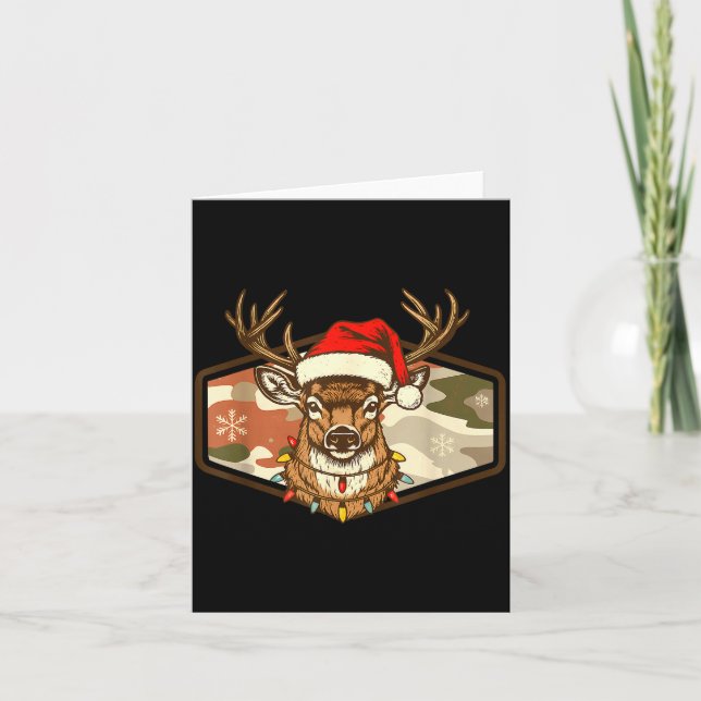 Tarjeta Christmas Deer Hunting Old School Camo, Xmas Hunti (Anverso)