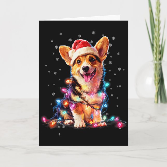 Tarjeta Christmas Dog Corgi Santa Xmas Women Men Kids  (Anverso)