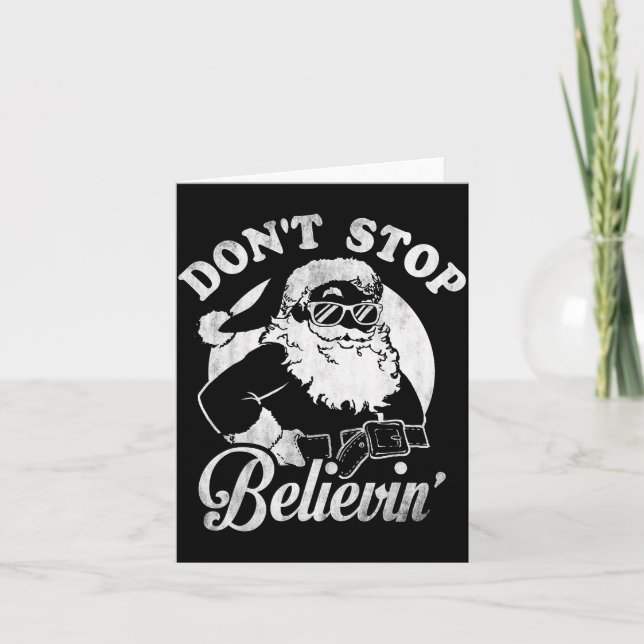 Tarjeta Christmas Don't Stop Believin' Santa Outline  (Anverso)