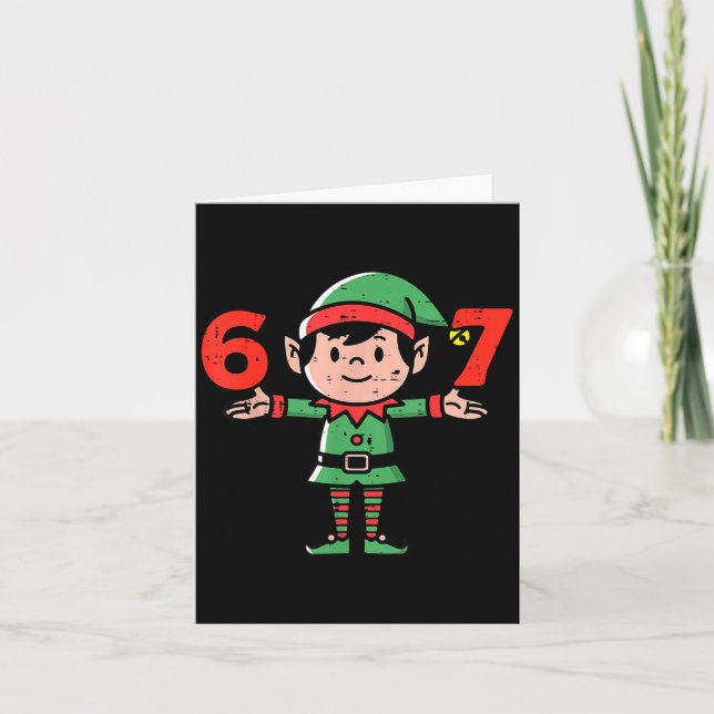 Tarjeta Christmas Elf 67 Cute Xmas 6 7 Meme Gen Alpha Boys (Anverso)