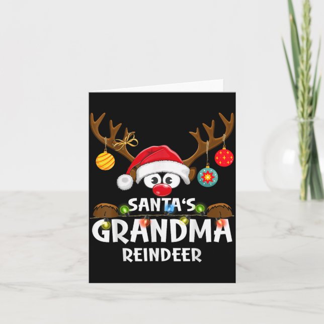 Tarjeta Christmas Family Santa's Grandma Reindeer Pajama  (Anverso)