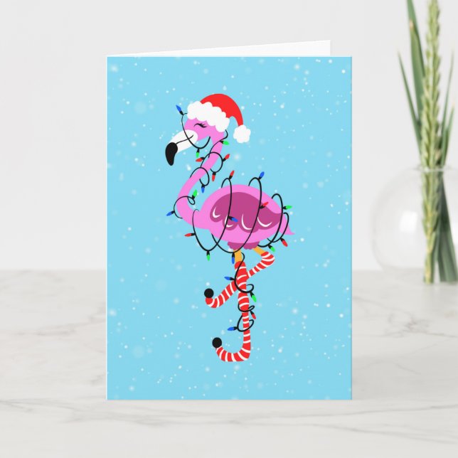 Tarjeta Christmas Flamingo (Anverso)