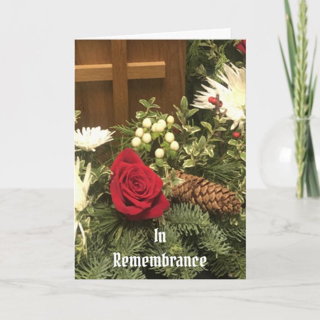 Tarjeta Christmas flowers, InRemembrance Card (Anverso)