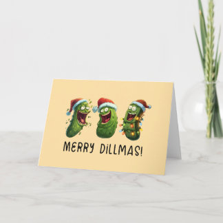 Tarjeta Christmas funny dill pickles Merry Dillmas