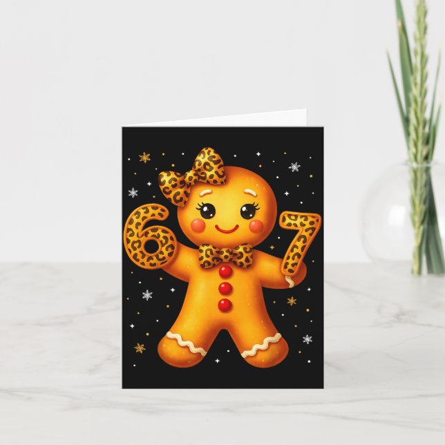 Tarjeta Christmas Funny Gingerbread Six Seven 67 Leopard B (Anverso)