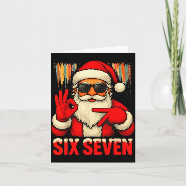 Tarjeta Christmas Funny Six Seven 6 7 Meme Santa Men Boys  (Anverso)