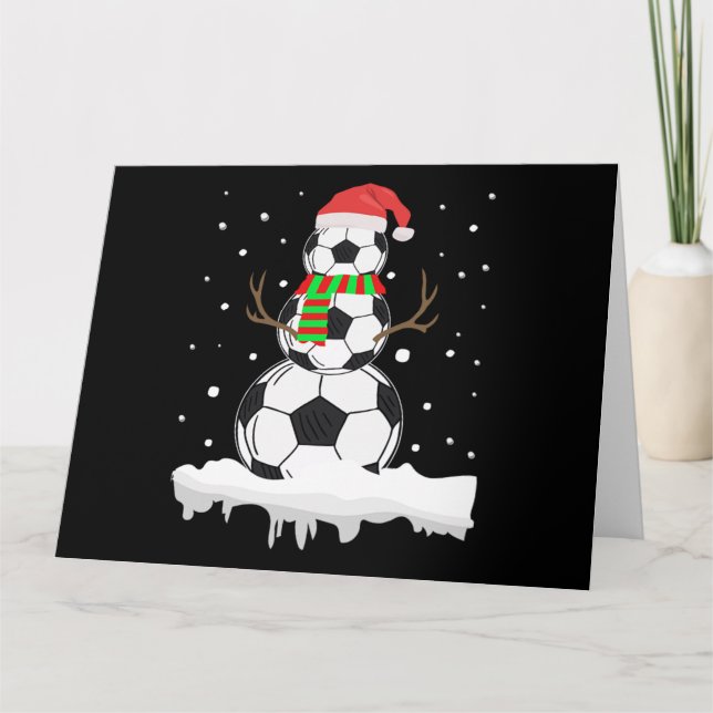 Tarjeta Christmas Funny Soccer Ball Snowman Xmas Sport (Anverso)