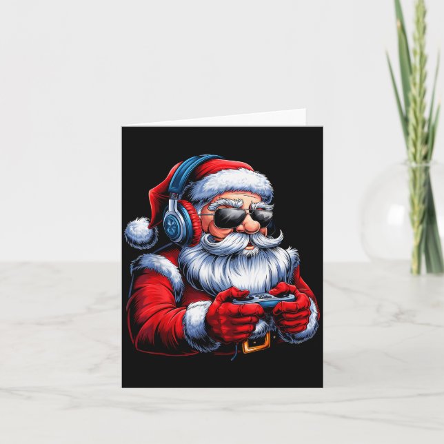 Tarjeta Christmas Gamer Santa Xmas Gaming Men Boys Kids Te (Anverso)