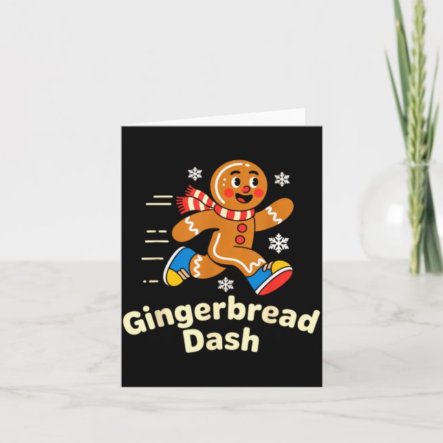 Tarjeta Christmas Gingerbread Dash Running Runner Xmas Mar (Anverso)