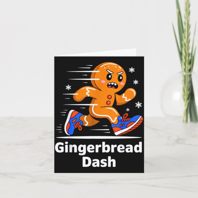 Tarjeta Christmas Gingerbread Dash Running Runner Xmas Mar (Anverso)