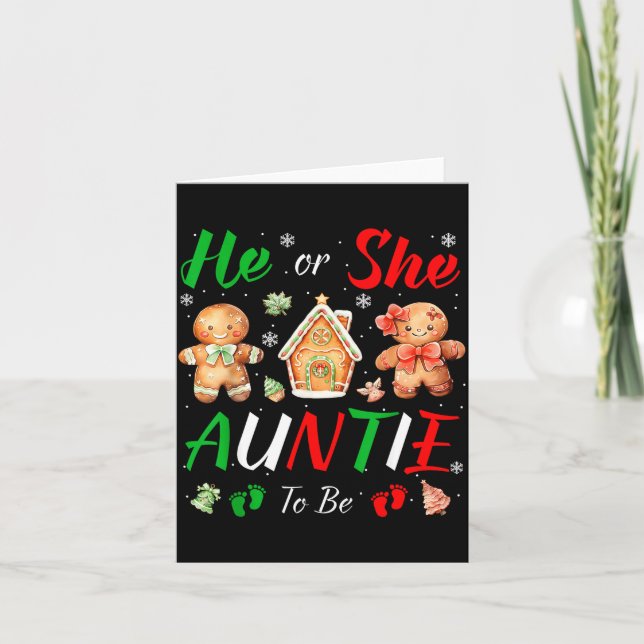 Tarjeta Christmas Gingerbread Gender Reveal He Or She Aunt (Anverso)