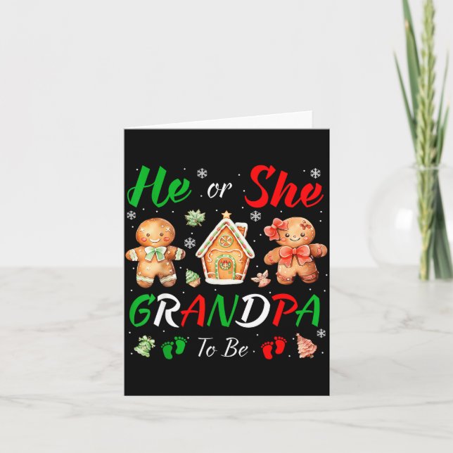 Tarjeta Christmas Gingerbread Gender Reveal He Or She Gran (Anverso)