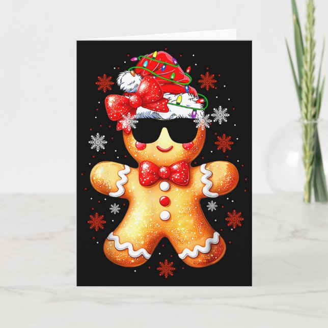 Tarjeta Christmas Gingerbread, Santa, Girls Women Funny Gi (Anverso)