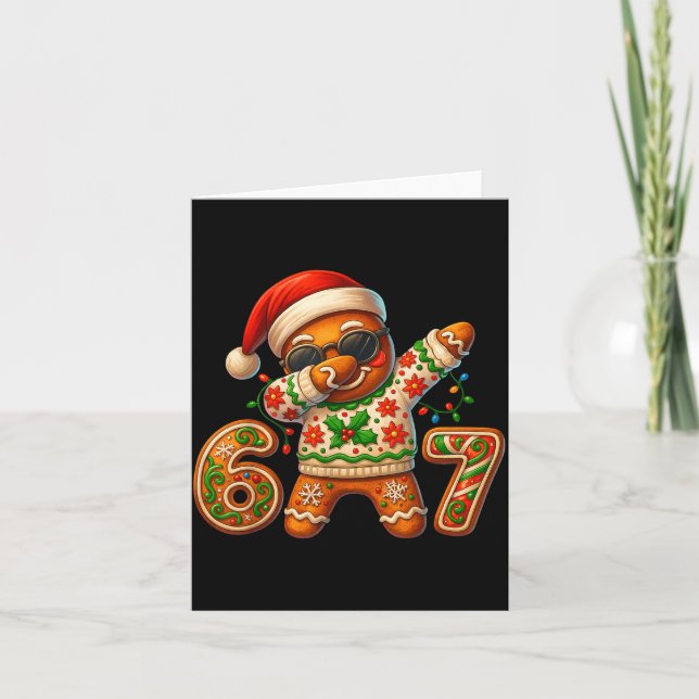 Tarjeta Christmas Gingerbread Six Seven 67 Meme Xmas Slang (Anverso)