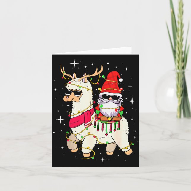 Tarjeta Christmas Gnome On Llama, Cute Alpaca Chanukah Chr (Anverso)