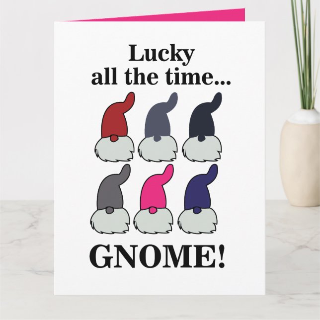 Tarjeta Christmas Gnomes Xmas Lucky (Anverso)
