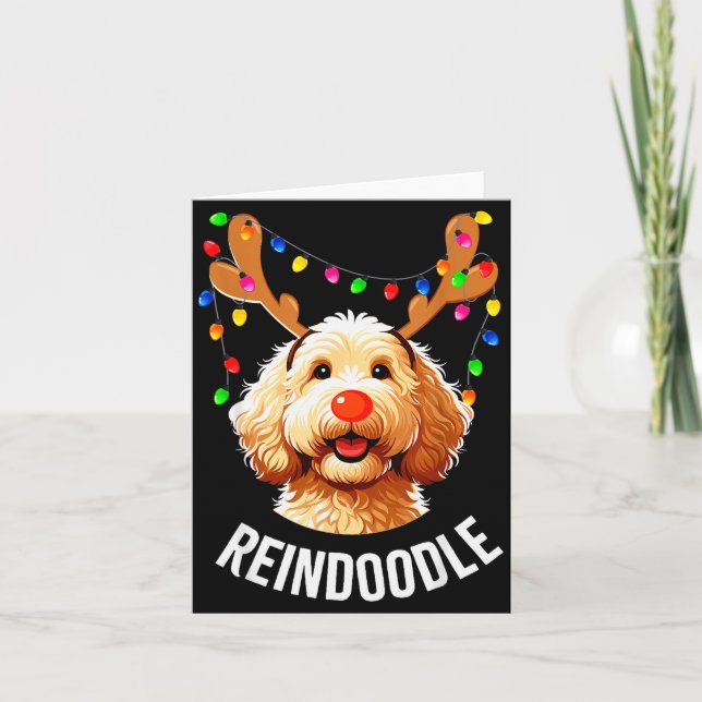 Tarjeta Christmas Goldendoodle Reindeer Doodle Dog Reindoo (Anverso)