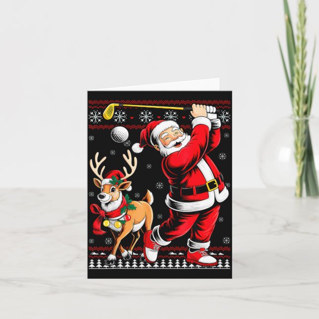 Tarjeta Christmas Golf Santa Golfer Christmas Pajama Reind (Anverso)