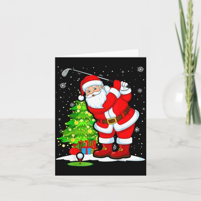 Tarjeta Christmas Golf Santa Golfer Xmas Funny Christmas G (Anverso)