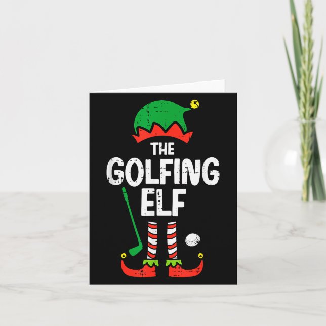 Tarjeta Christmas Golfing Elf Xmas Golf Family Match Golfe (Anverso)