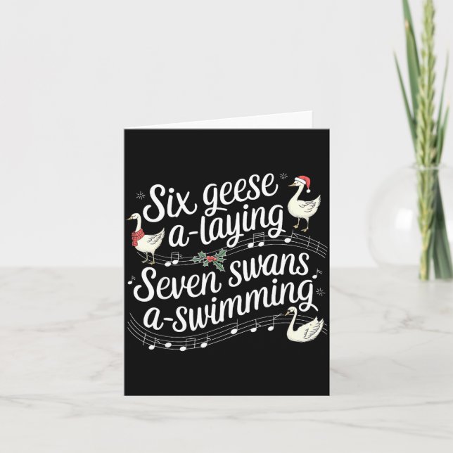 Tarjeta Christmas Goose 67 6 Geese A Laying 7 Swans A Swim (Anverso)
