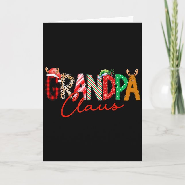 Tarjeta Christmas Grandpa Coquette Bow Grandpa Claus Chris (Anverso)