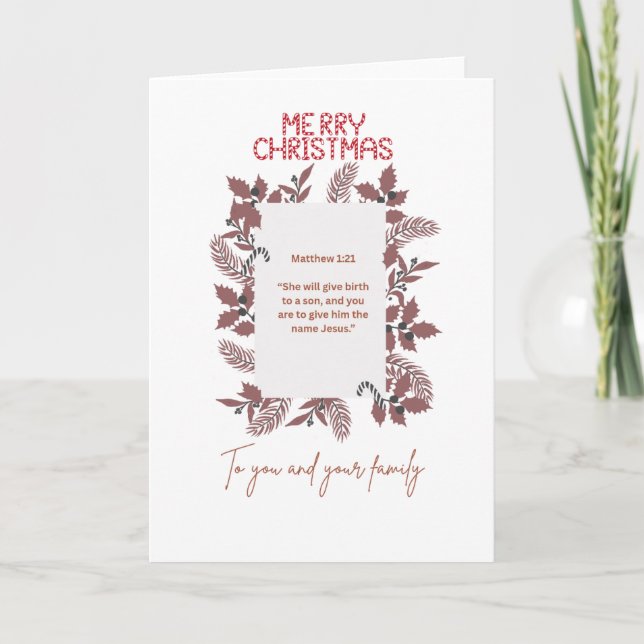 Tarjeta Christmas Greeting Card-matthew1:21 (Anverso)